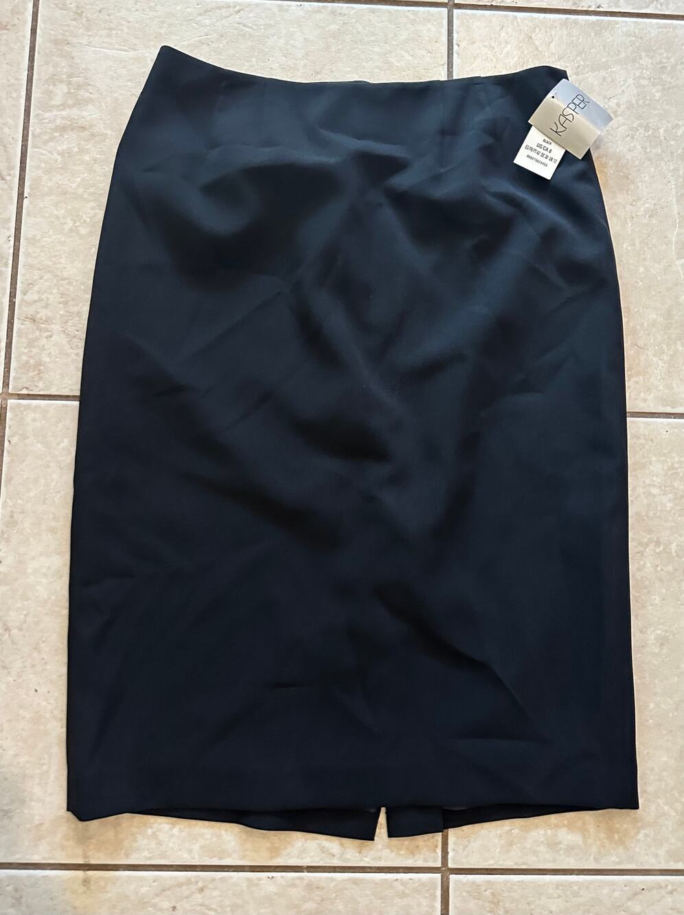 NWT Kasper Black Pencil Skirt Size 8 Women's Professional Office Midi Lined